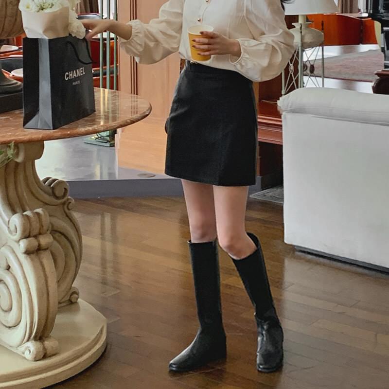 Cieline Leather Slit Mini Skirt