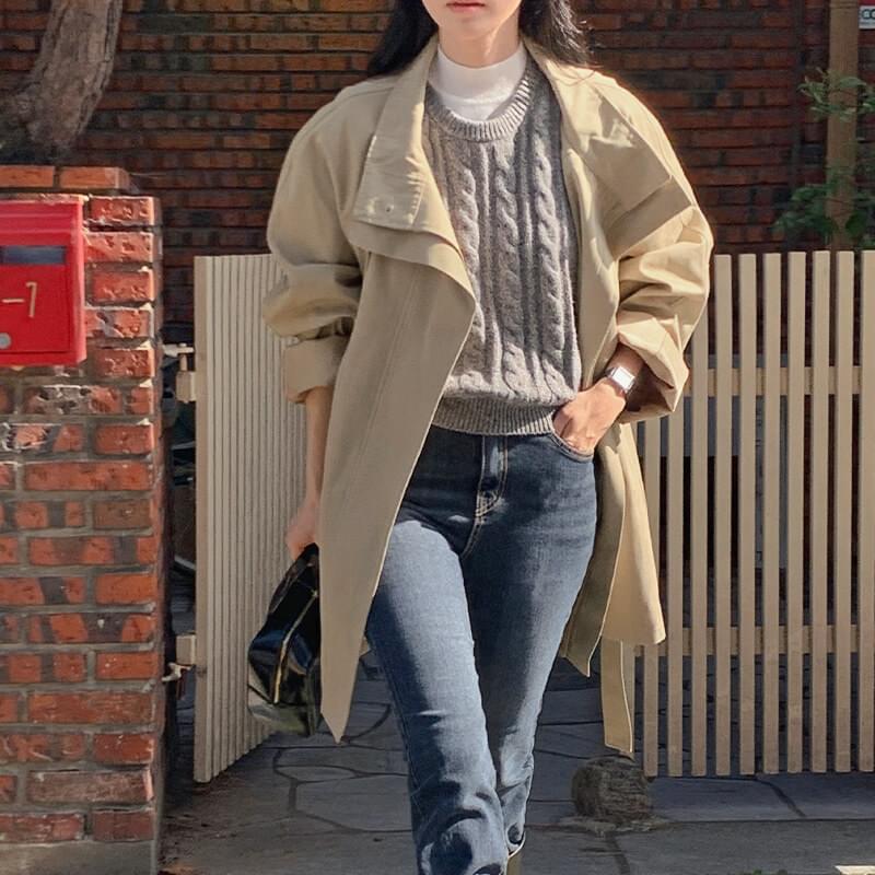 Natted Cotton Half Trench Jacket