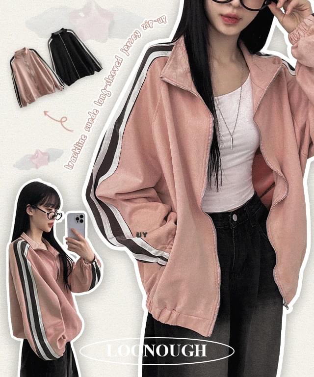 Crush Trackline Suede Long Sleeve Jersey Zip-Up