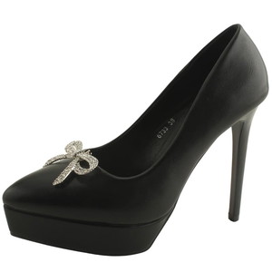 Ribbon Cubic Gem Stiletto Heel Kill Heel Gaboshi Pumps 12cm