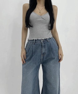 Mary Daily Lace Ribbed Layered Sleeveless Crop Top