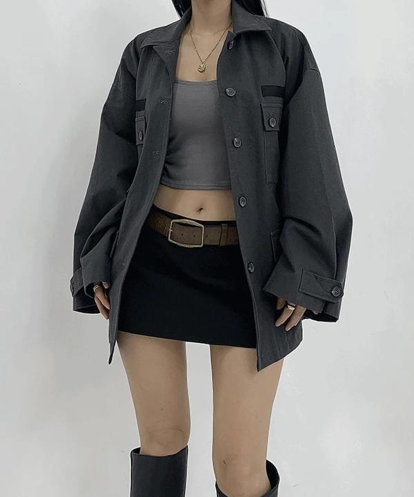 Blur Cargo Bio Faded Mid-Season Daily Overfit Oxford Night Jacket