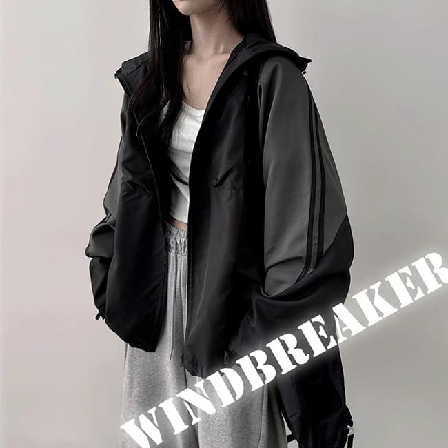Nak Overfit Pocket Color Block Line Windbreaker Wind Jacket