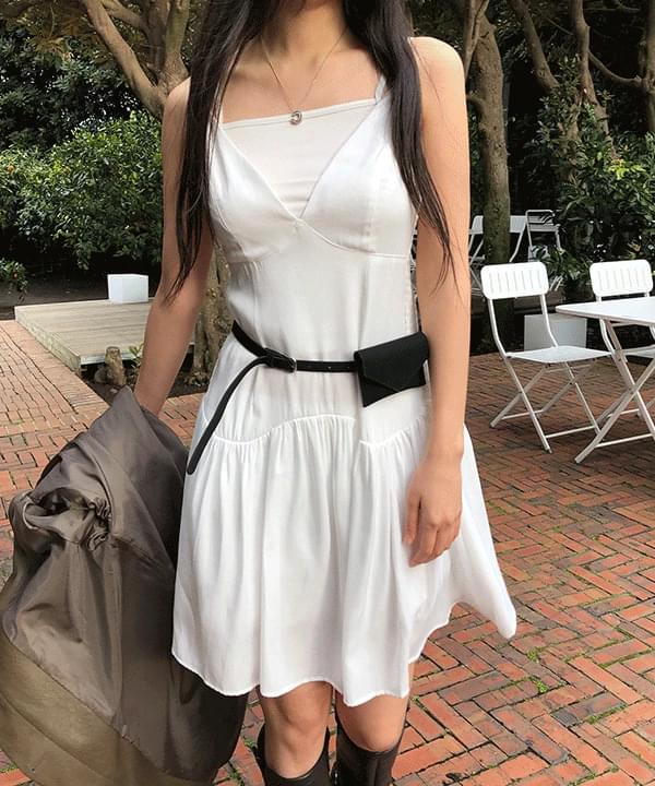 Rajent side banding bustier frill midi Dress -2 colors