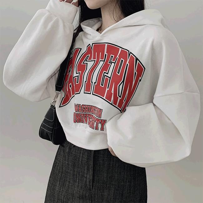 Puna overfit lettering semi-crop hoodie