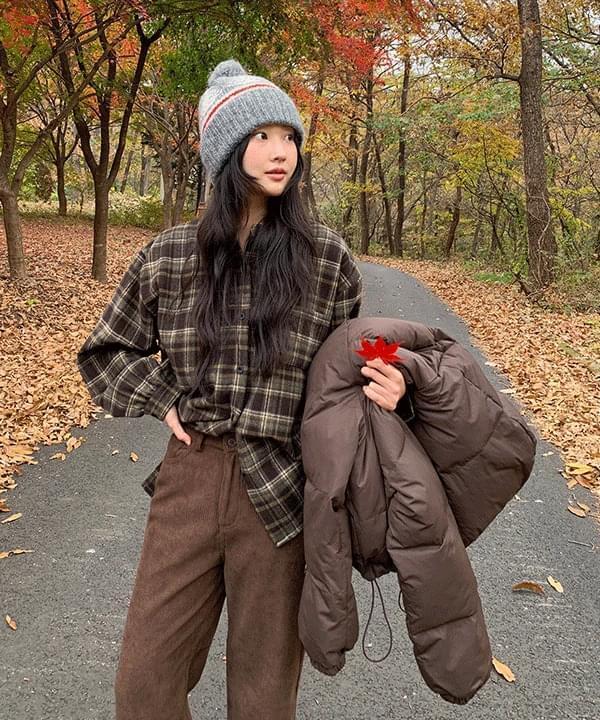 다우즈 기모 오버핏 체크 셔츠 -2color (당일 출고)