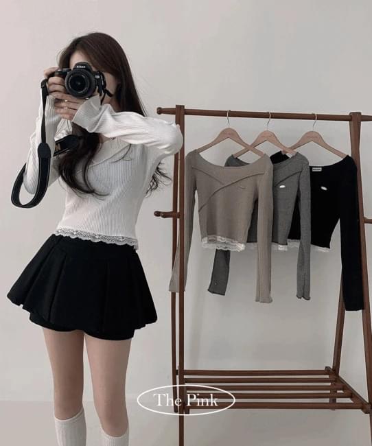 Free returns possible Level slim fit unisex waffen Split lace long sleeve tee