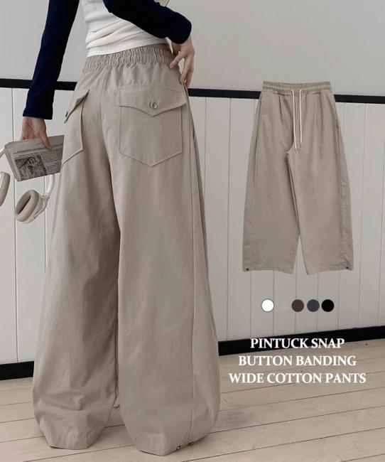 Air Pintuck Banding Wide Training Cotton Pants