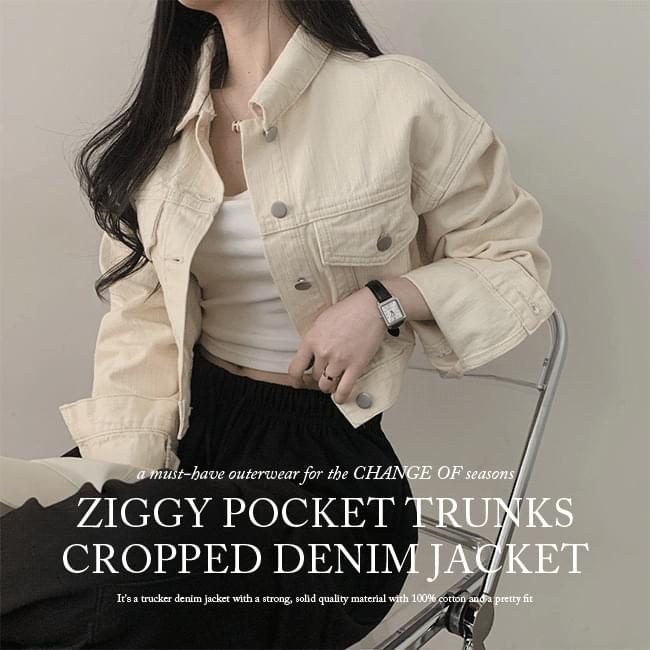 Ziggy Pocket Trucker Cropped Denim Jacket