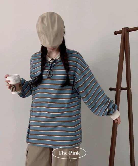Kenz Overfit Color Block Stripe Striped -breasted Long-sleeved Sweatshirt