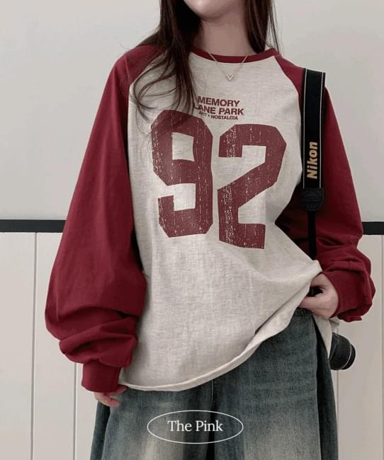 Roger Overfit Print Color Block Long Sleeve T-shirt