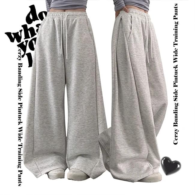 Keiji high waist banding side pin tuck wide training pants