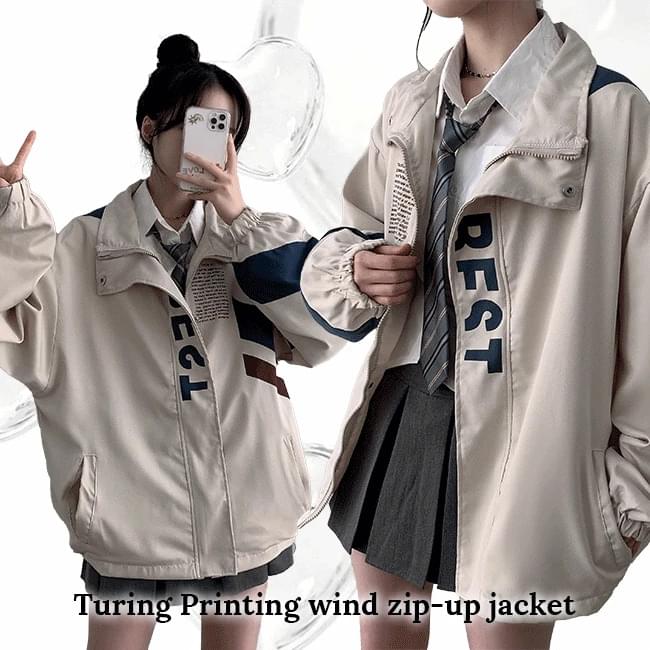 Footer Overfit Color Block Lettering Windbreaker Jacket