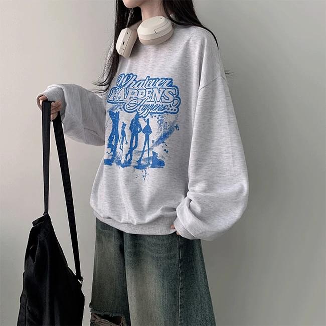 Fanny Overfit Color Block Print Sweatshirt