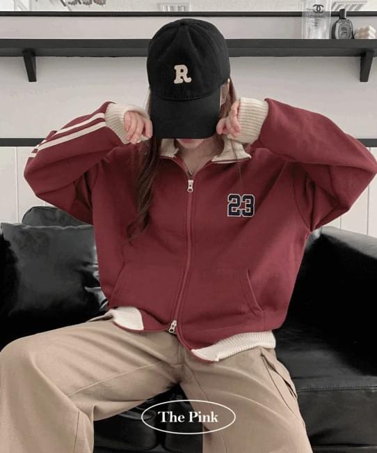 Duckie Overfit High Neck Embroidered Track Two Way Zip-Up