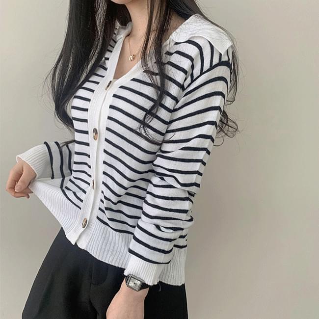 Boti Sailor Striped Crop Knitwear Cardigan