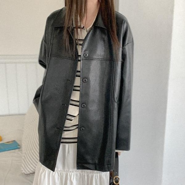 Linstar leather half coat