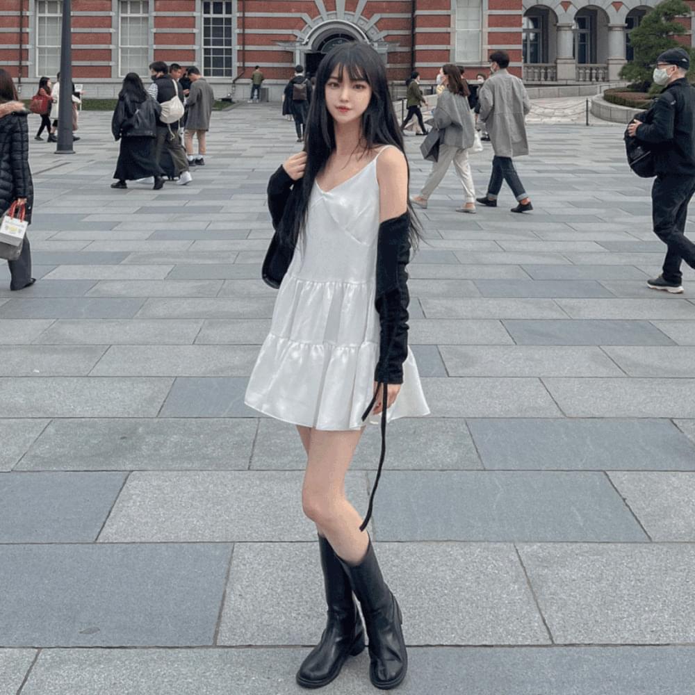 Chiffon Flare Mini Dress Sleeveless 