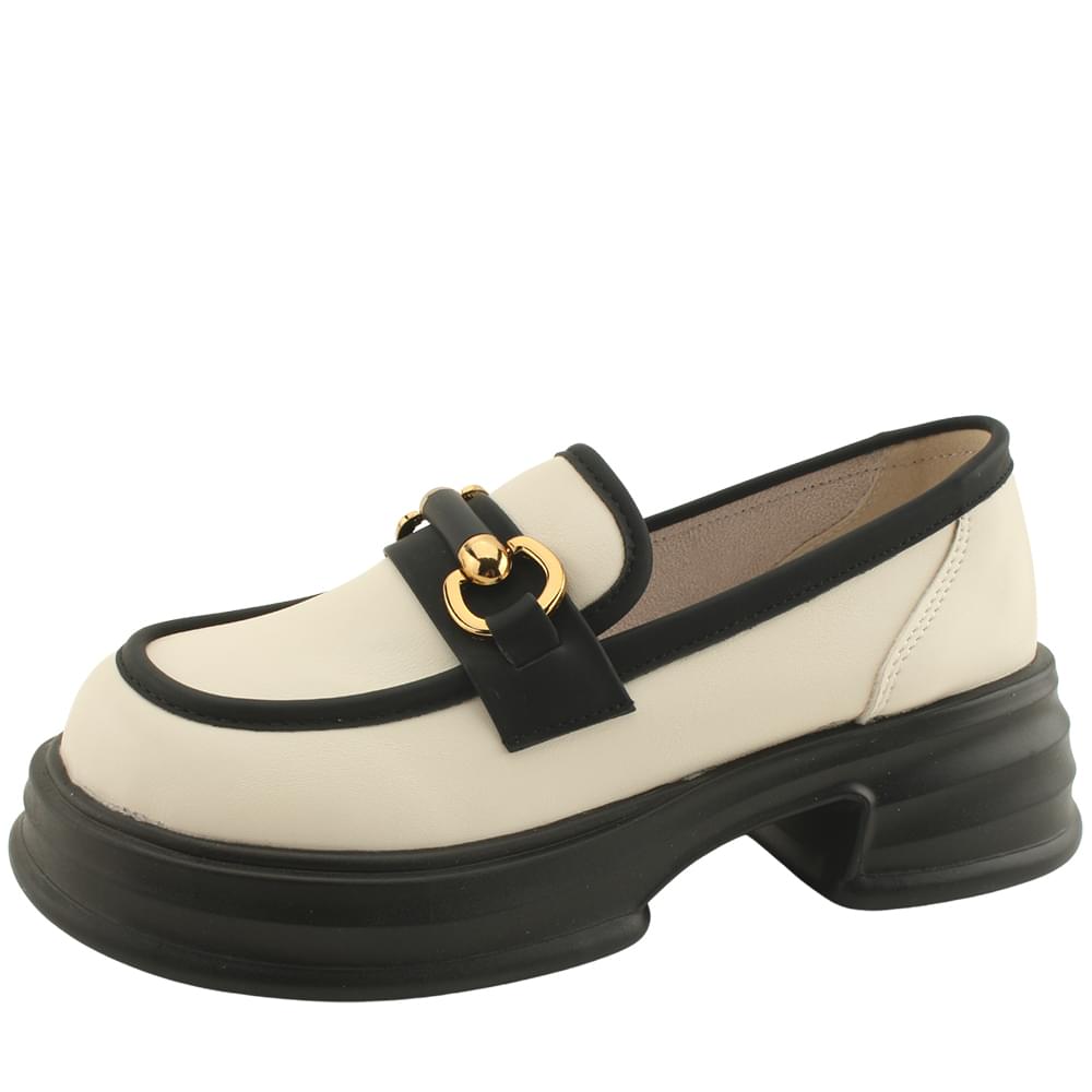 Metal Bead Chain Platform Loafer 5cm Ivory