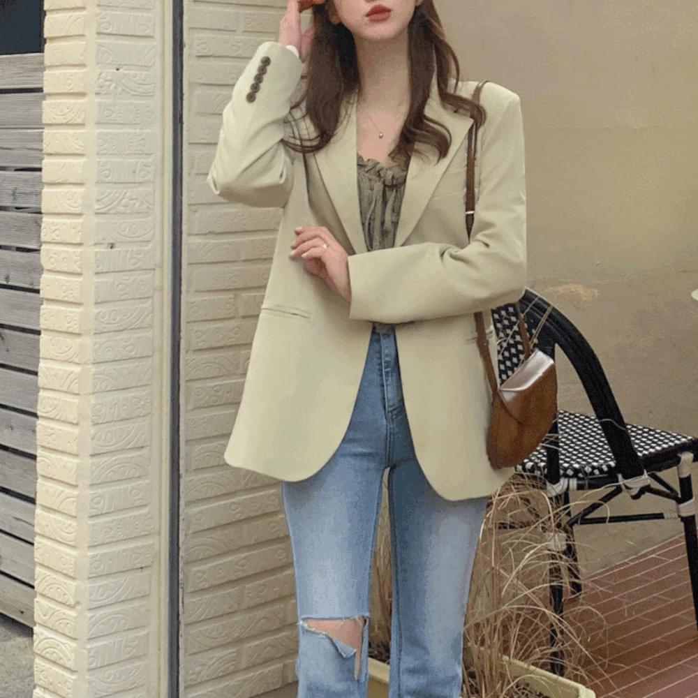 Loose-fit modern chic one button spring single jacket blazer outfit tailored rayon office Loose-fit fit opening look freshman look spring spring jacket guest look daily jacket 5col