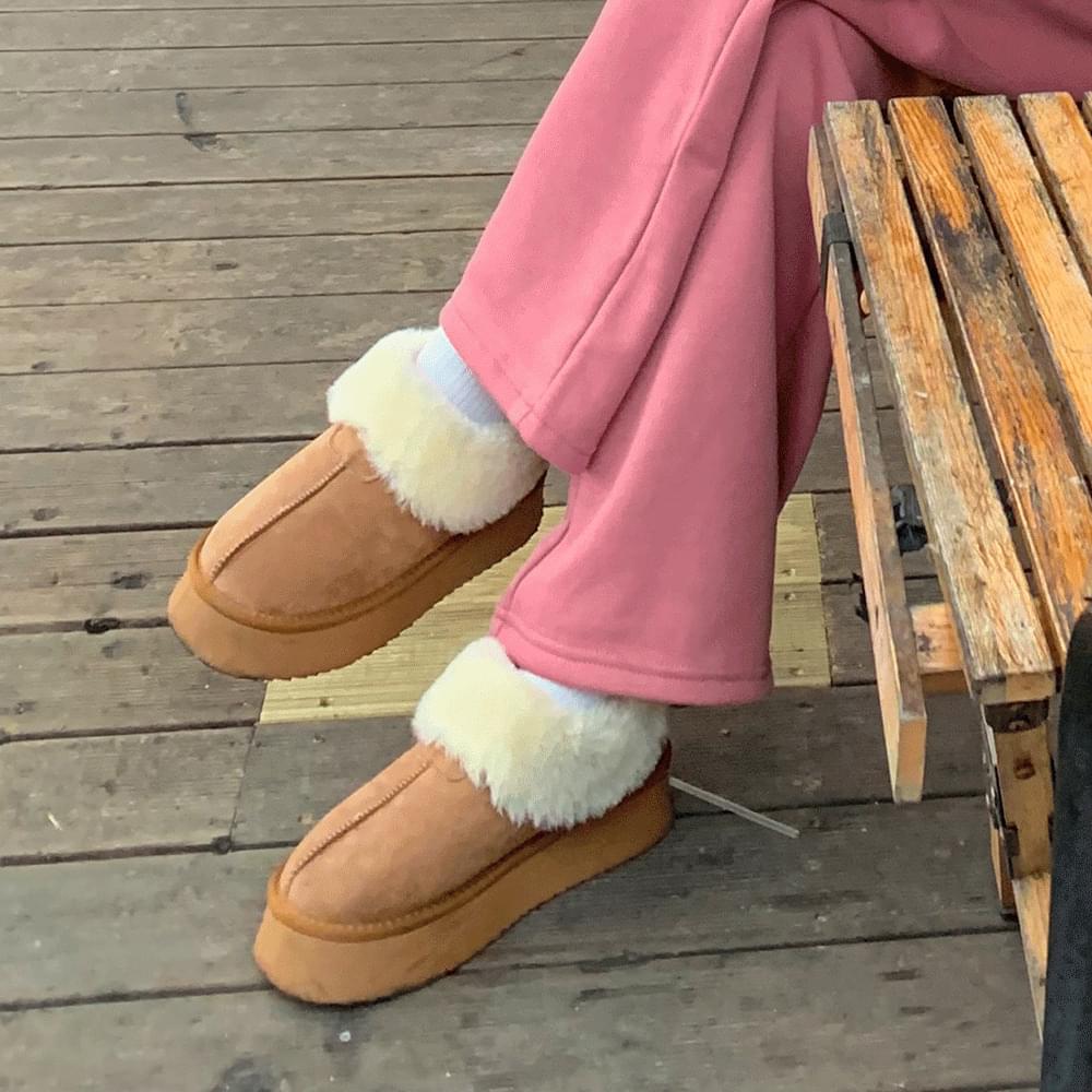 Trendy short ugg boots mini 4CM platform high heel fleece winter ankle boots suede opening look freshman look cowhide basic plain classic fur slip-on mule short girl shoes