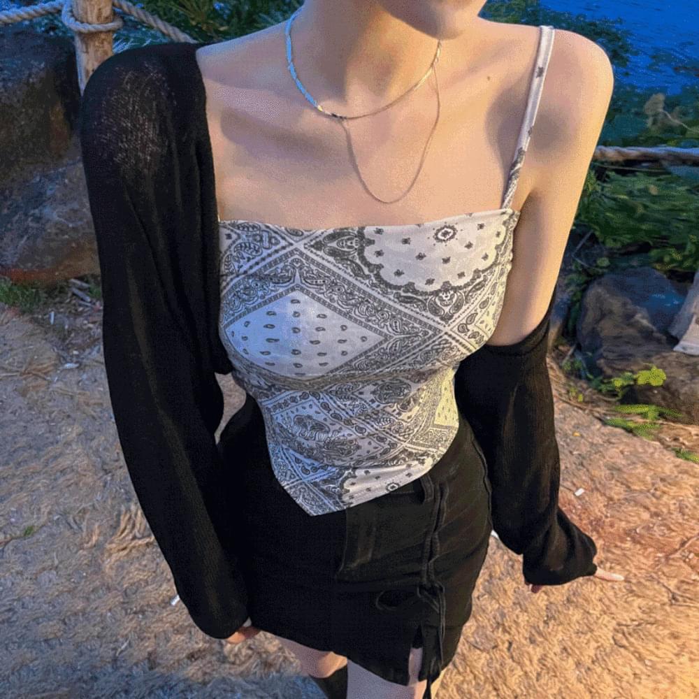 Summer A-linen See-through Knitwear Balloon Puff Crop Bolero Cardigan Drenched Show Water Bomb Festival Festival Look Goddess of the Beginning Spring Ivory Pink Melange Black
