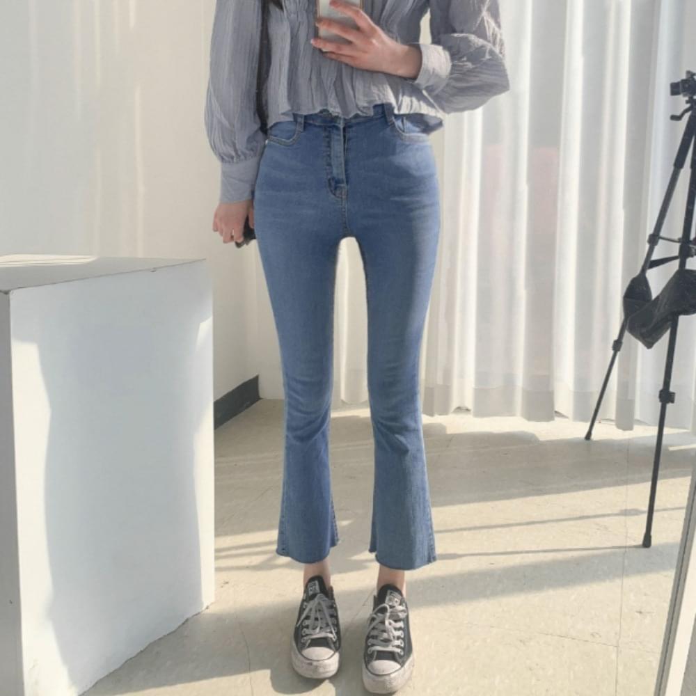 Spandex Jjangjjang high waist slim Flared denim pants jeans year-round blue SML