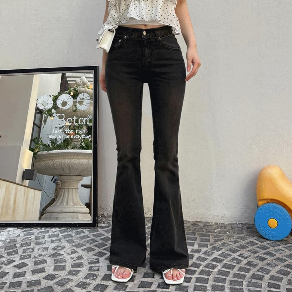 Vintage Faded Flared Denim Pants Cotton Spandex Spandex All Seasons Unique Low Waist Low Rise 牛仔裤