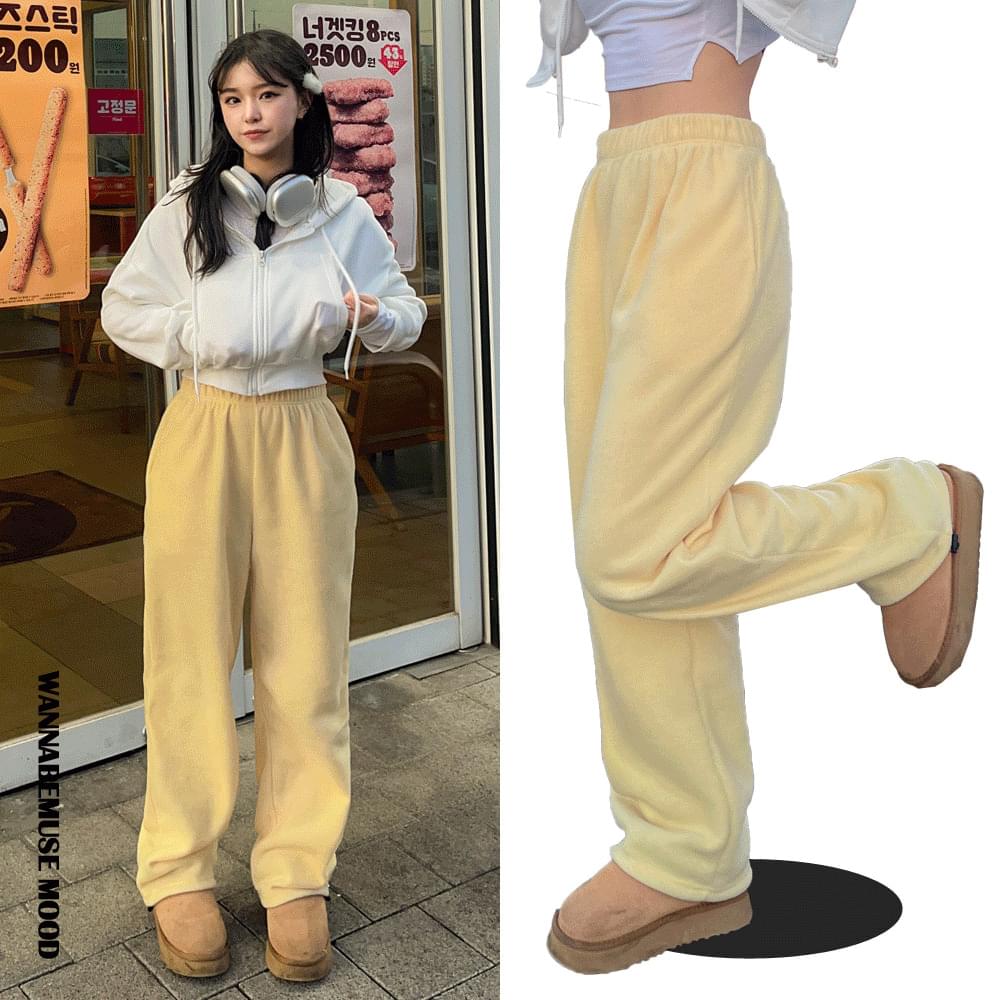 Exceeded 1,000 units of daily wear wide training pants jogger pants sweats fleece cotton high waist banding sweat pants
