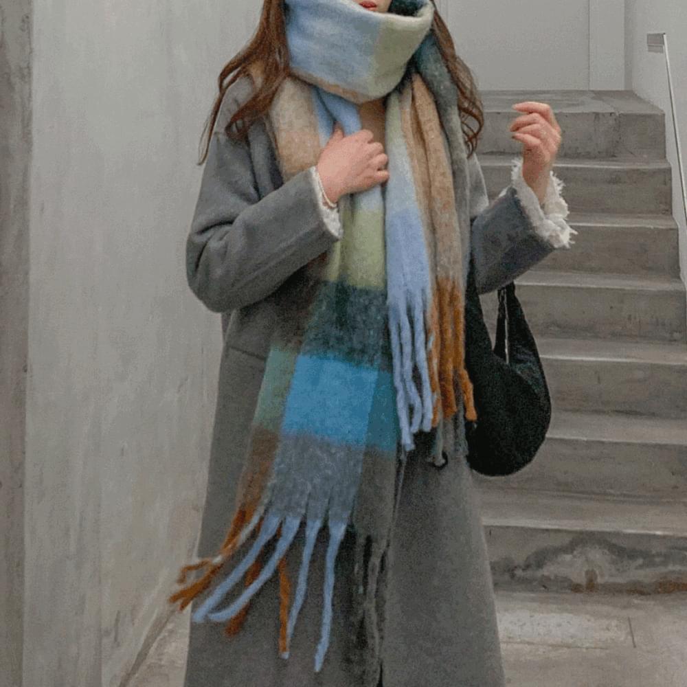 Thick pakdak wool big check Acne surgical reggae long scarf winter pastel arc muffler cold weather item 7col