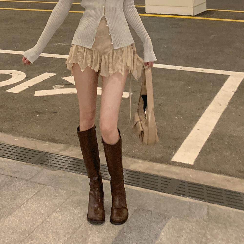 Round nose trendy slim fit long leg leather round nose long mid heel western boots high boots spring season 2 colors