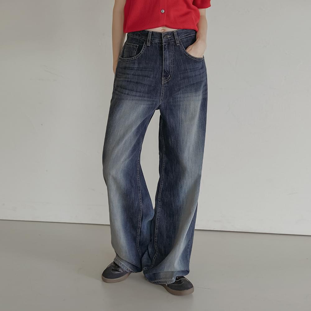 Haydn washed wide denim pants