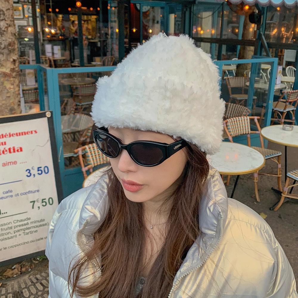 Thick and warm Angora Mink Fur Beanie Fur Hat Winter Hat Poggle Wool Boucle Hat Winter Item Black Ivory Dark Beige
