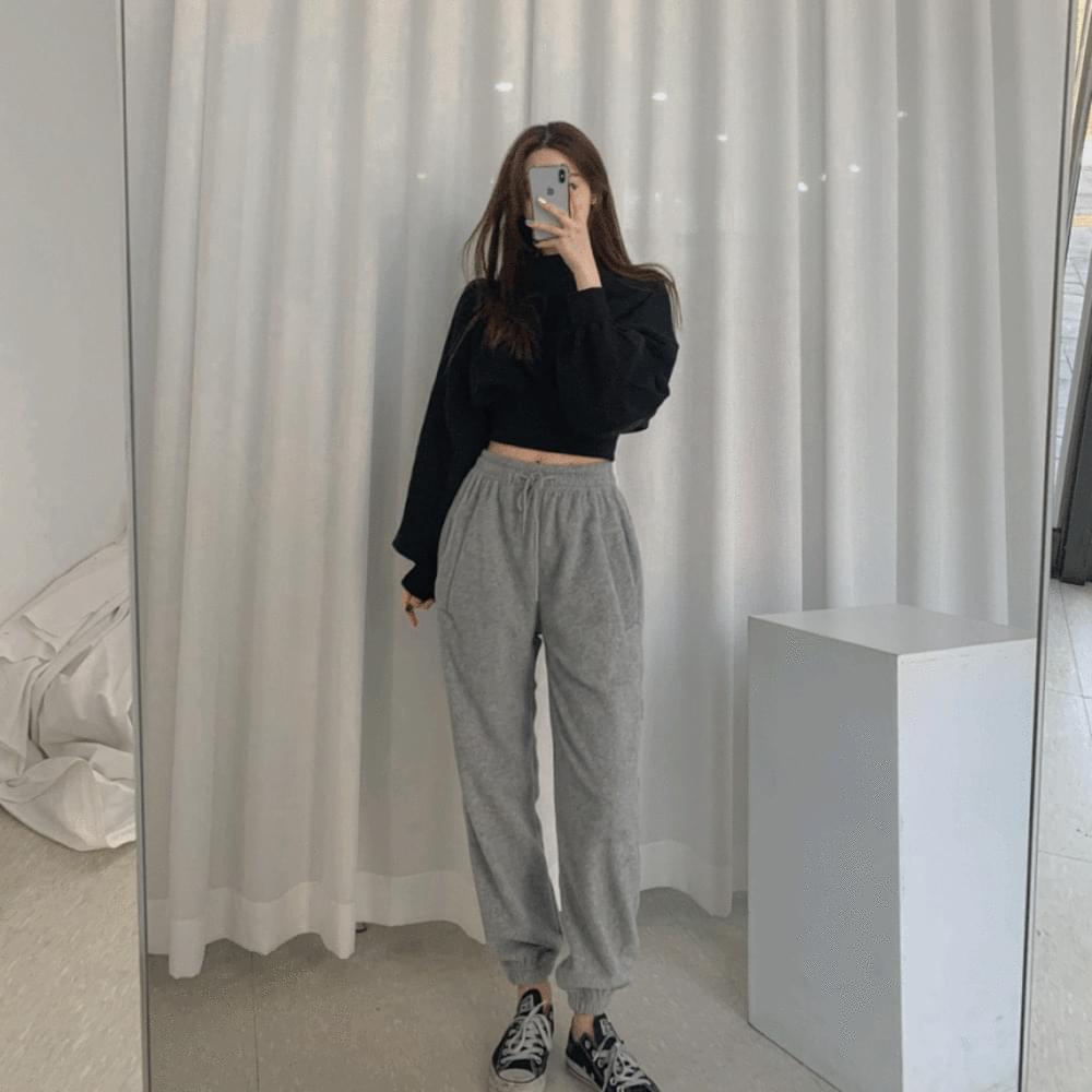 Fleece material warm Woolen brushed homewear training fleece jogger pants ivory beige pink gray dark gray black