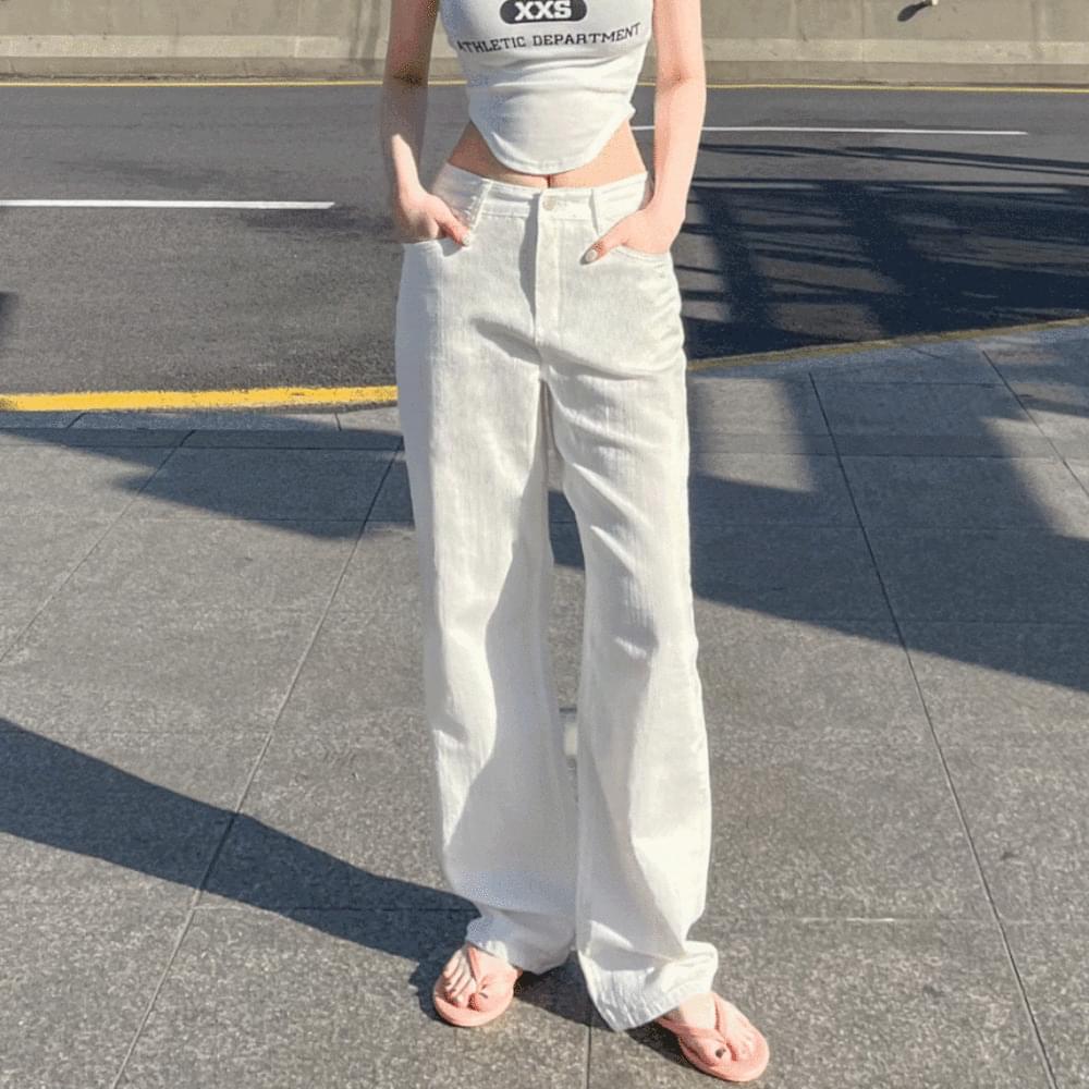 Summer denim wide long jeans thin pants vintage straight Faded denim pants