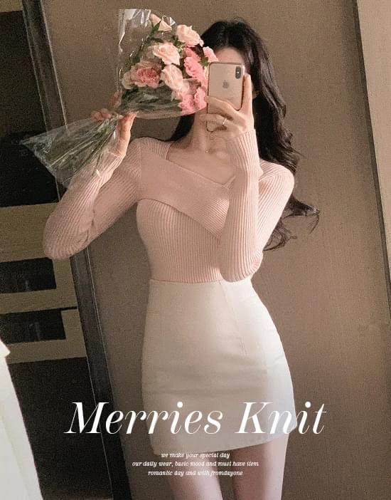 Mary's Diagonal Wrap Ribbed Knitwear 