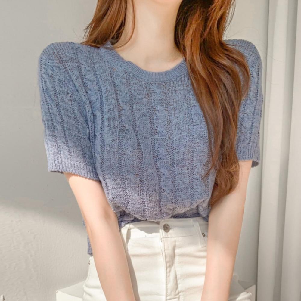 Boucle Twisted See-through Short Sleeve Summer Knitwear Round Neck Loose-fit Knit Tee