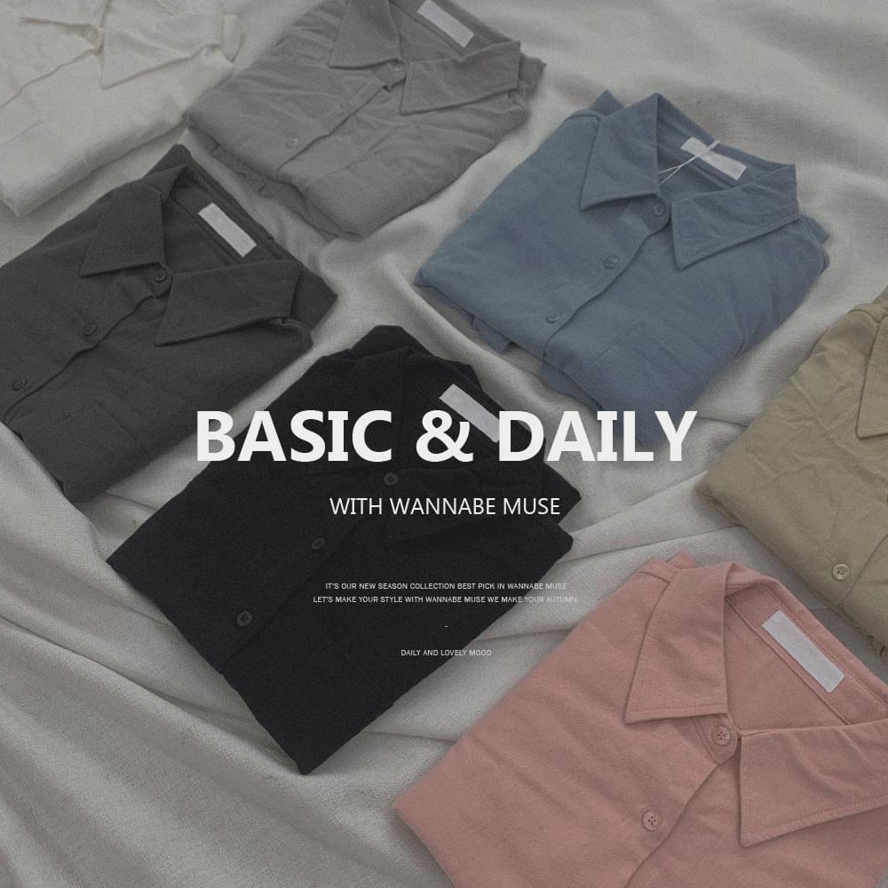 Add Color Color Gangster Basic Loose-fit Sleeve Semi Crop Shirt Shirt Overfit Shirt Slender Daily Simple shirt