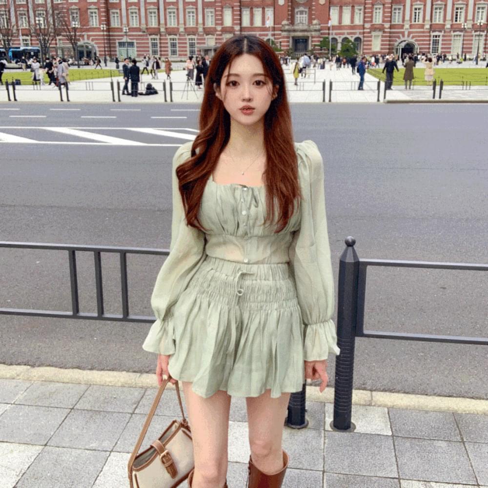 Squasmoke banding cancan flared skirt pants only