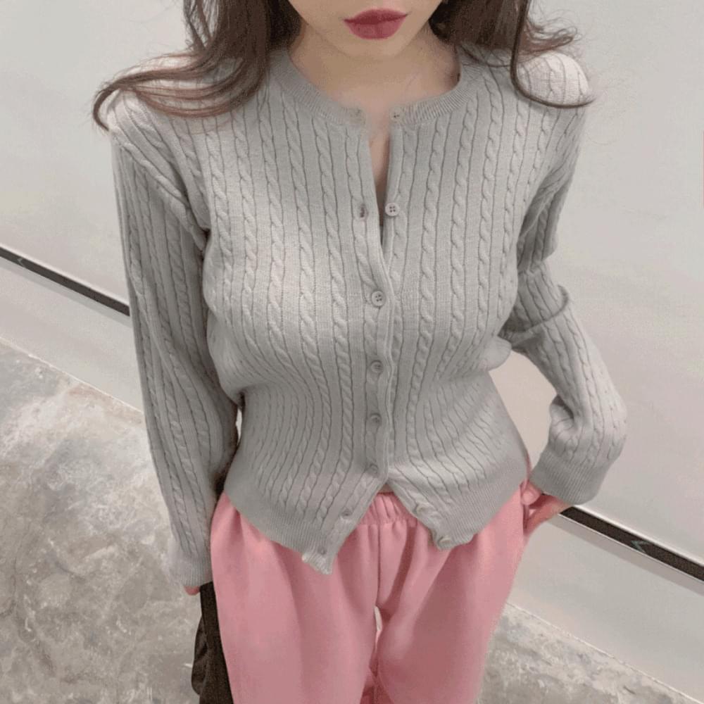 13col Wool Cable Round Neck Twisted Knitwear Cardigan Loose-fit Long Sleeve Layered Knit Tee Cardigan 13col