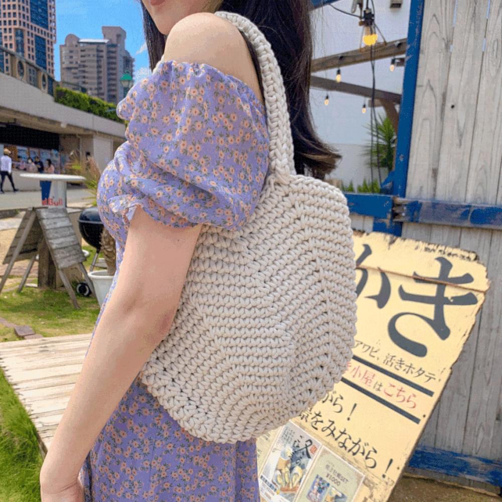 Vacation Eco Bag Net Summer Knit Knitwear Rattan Jeju Island Net Bag Big Size Beach Shoulder Bag Tote Bag
