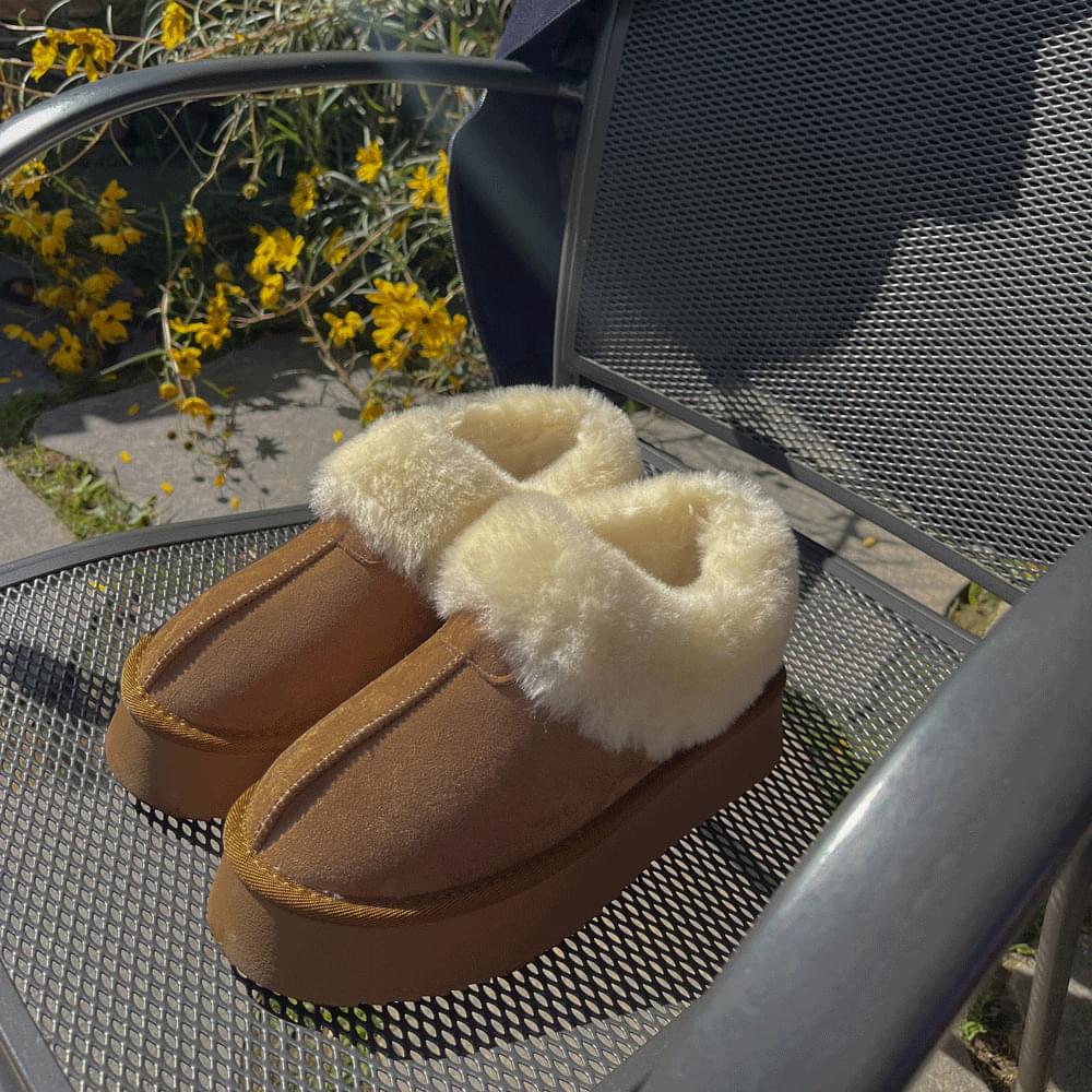 Trendy mini 4CM platform ugg short boots height increase fur winter boots suede opening look freshman look cowhide basic plain chestnut casual ankle ultra classic fur short girl shoes
