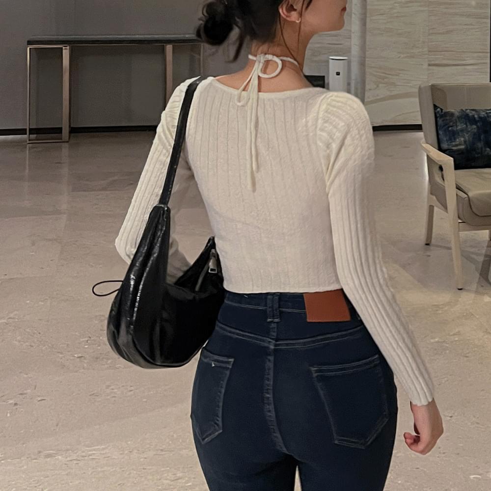 Stopper hobo denim shoulder bag glossy shirring pleated round unique y2k bag daily bag Light Blue Dark Blue blue silver black
