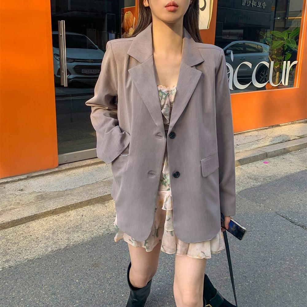 퀄리티굿 투버튼 싱글 카라 하프 자켓 보이핏 카라 블레이저 봄 여름 간절기 재킷 긴팔 아우터 데일리 베이직룩 2col