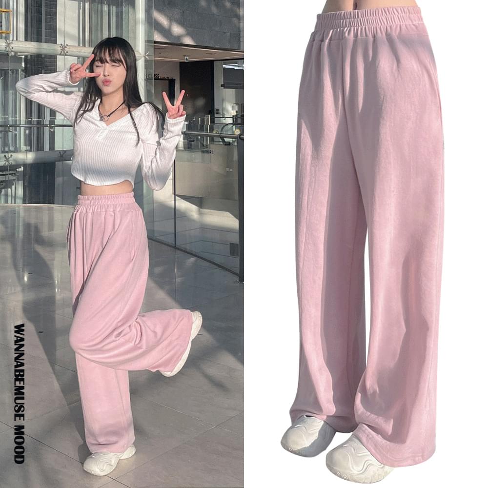 Daily + school uniform items Everyday wear training wide pants High waist banding cotton pants Straight sweatpants