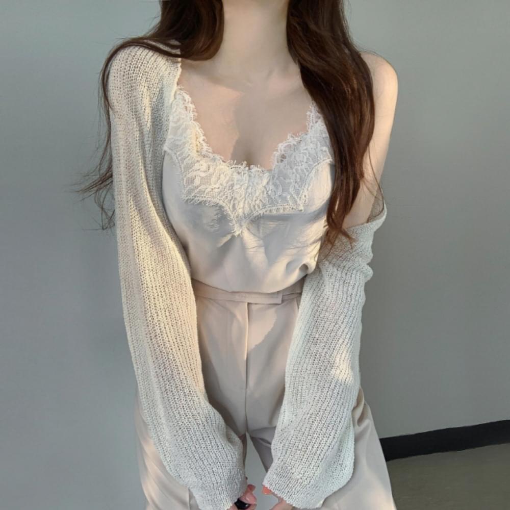 Loose-fit net boucle Knitwear summer bolero crop shawl cardigan 5 colors