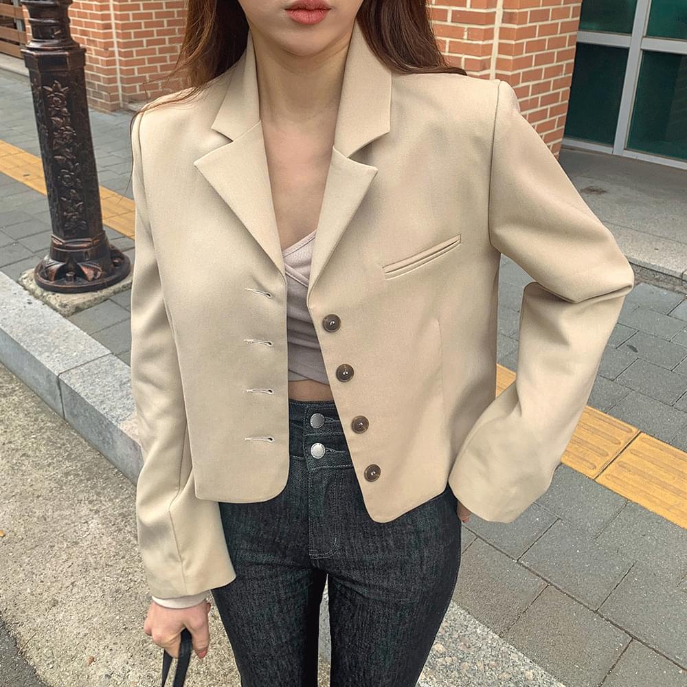 Basic single crop jacket tailored collar four-button standard short jacket spring blazer mid-season outerwear
