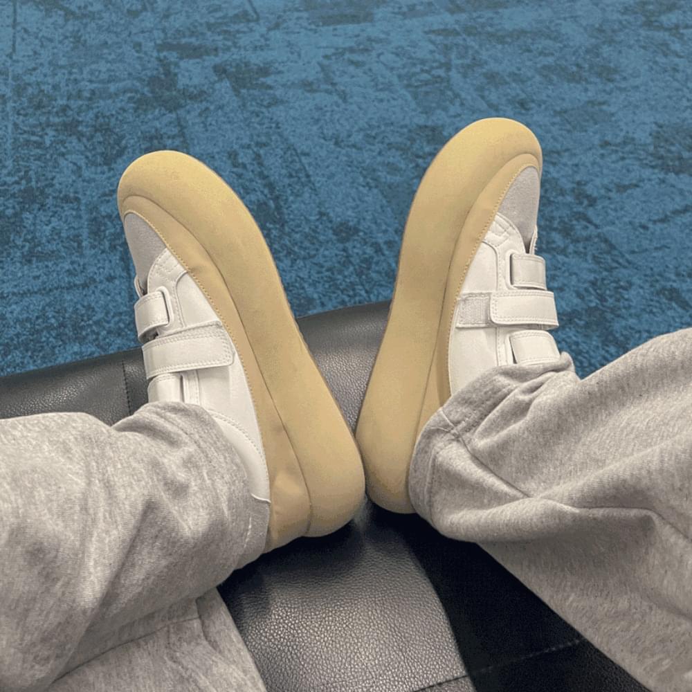 Soft, flat, high heels, raised feet, velcro, color combination sneakers, German army sneakers, low shoes, black, ivory, 5 sizes