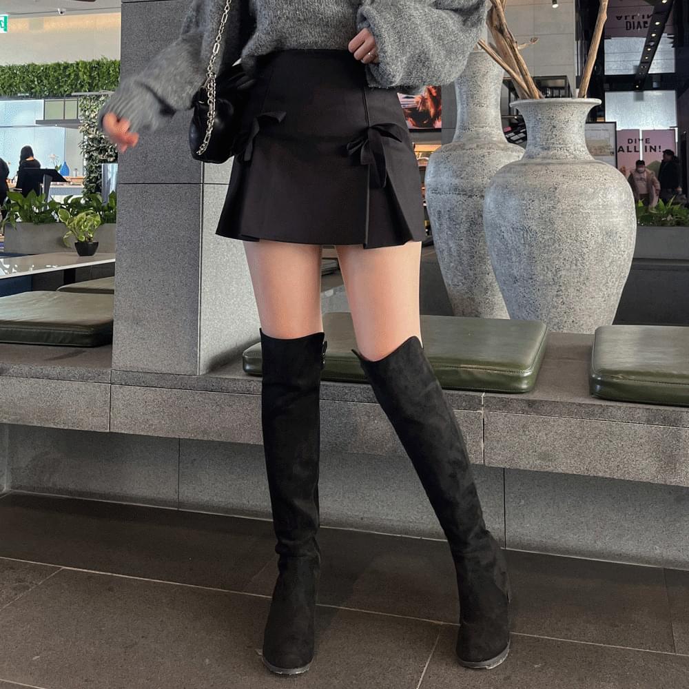 스웨이드 스판 니하이 스키니핏 롱 부츠 슬림핏 옆지퍼 라운드토 삭스 하이 부츠힐 봄 간절기 3col 6size