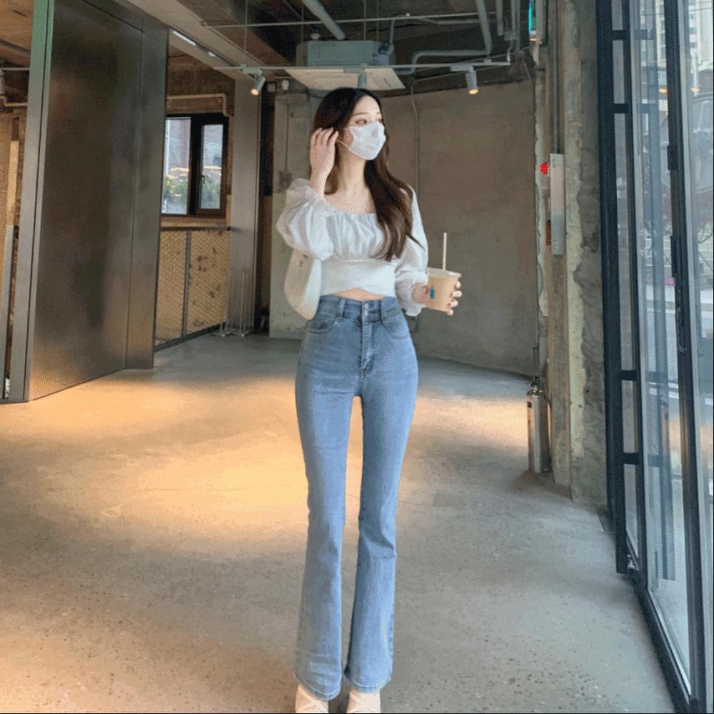 Life fit two button Spandex Flared skinny personal pants short woman tall woman high waist jeans denim skinny jeans light Dark Blue Light Blue long short